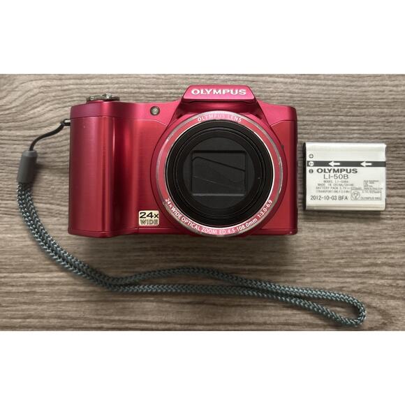 Olympus SZ-14 14MP Digital Camera Red with Battery